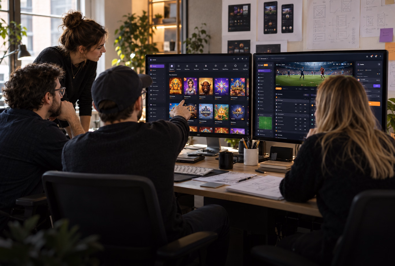 Elomax iGaming product team reviewing casino and sportsbook interfaces